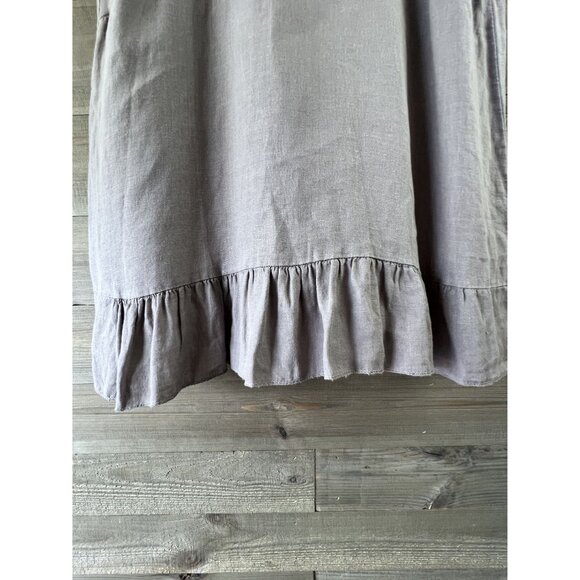 Lina Tomei Dress Sleeveless Linen Lace Detail Button Ruffle Hem Large - Picture 7 of 9